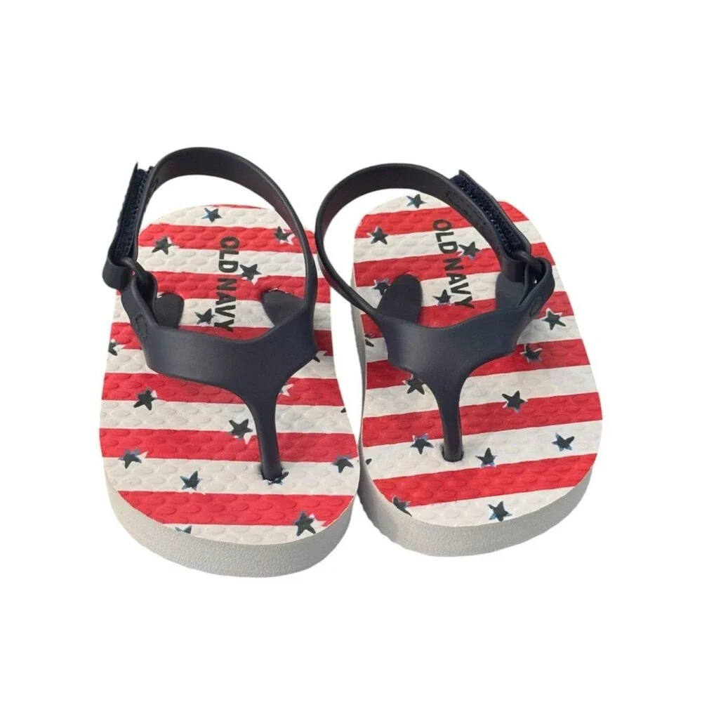 Old Navy Baby Girls 4th of July USA Patriotic Americana Flip Flops. 3-6 Months.